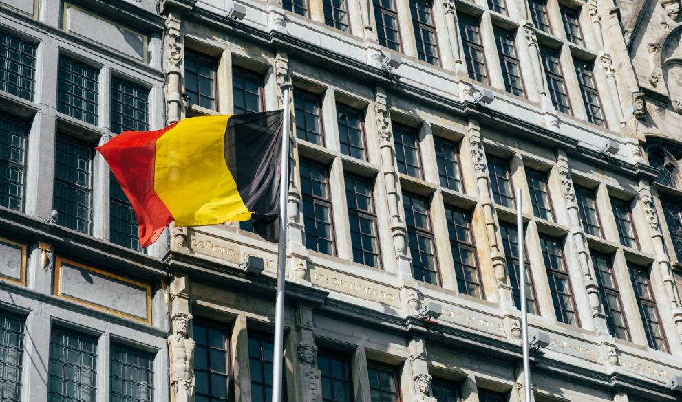 Belgian flag in Antwerp: Belgian Presidency of European Council 2024